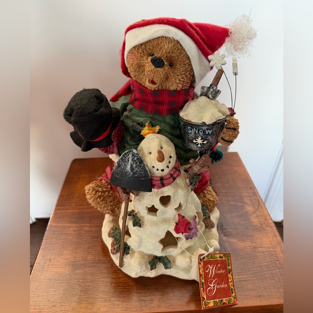 Festive Bear and Snowman Holiday Decoration NWT